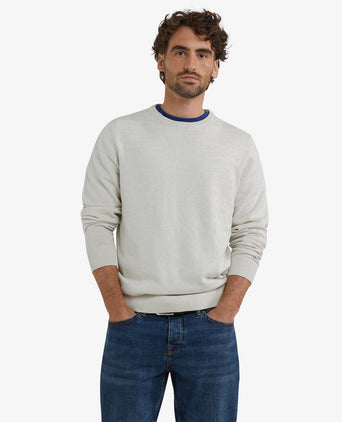 Cotton Merino Crew Neck Sweater | Off White