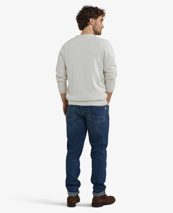 Cotton Merino Crew Neck Sweater | Off White