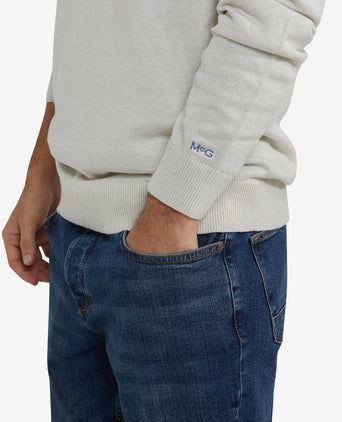 Cotton Merino Crew Neck Sweater | Off White