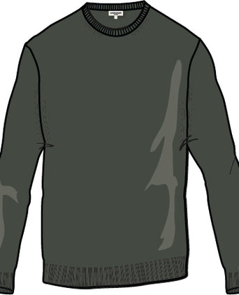 Luxury Merino Wool Crew Neck Sweater | Dark Olive
