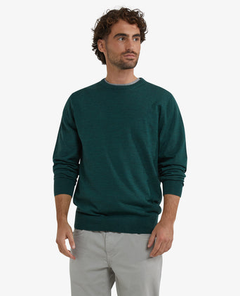 Luxury Merino Wool Crew Neck Sweater | Winter Sage