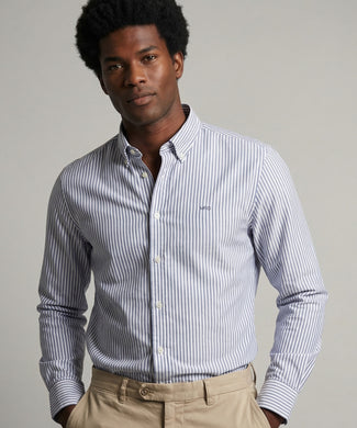 Oxford Shirt Large Stripe | Navy Oxford Shirt Large Stripe | Navy