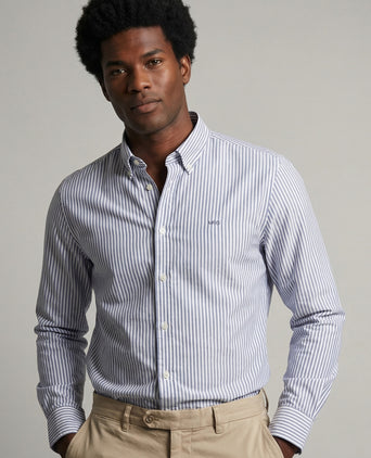 Oxford Shirt Large Stripe | Navy