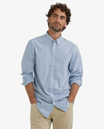 Poplin Stripe Shirt | Worker Blue