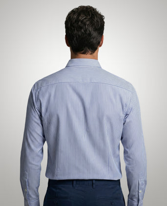 Overhemd Poplin Streep | Kobalt