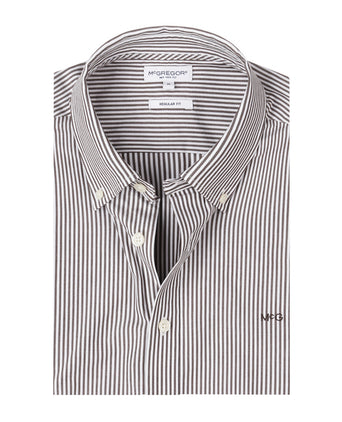 Overhemd Poplin Streep | Chocolate Brown