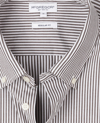 Overhemd Poplin Streep | Chocolate Brown