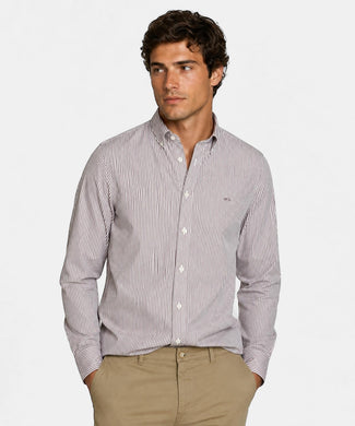 Poplin Stripe Shirt | Chocolate Brown Poplin Stripe Shirt | Chocolate Brown