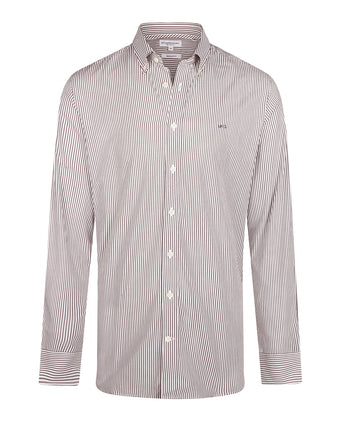 Overhemd Poplin Streep | Chocolate Brown