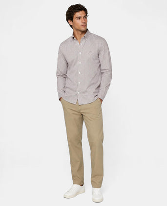 Overhemd Poplin Streep | Chocolate Brown