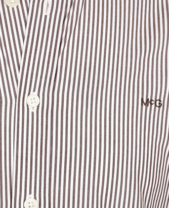 Overhemd Poplin Streep | Chocolate Brown