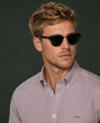 Poplin Stripe Shirt | Burgundy