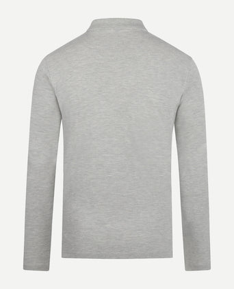 Long Sleeve Piqué Polo | Medium Grey Melange