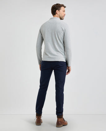 Long Sleeve Piqué Polo | Medium Grey Melange