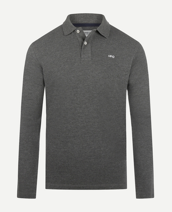 Long Sleeve Piqué Polo | Dark Grey Melange