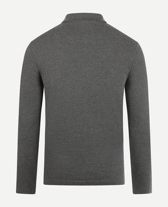 Long Sleeve Piqué Polo | Dark Grey Melange