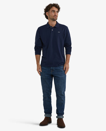 Polo piqué lange mouw | Navy
