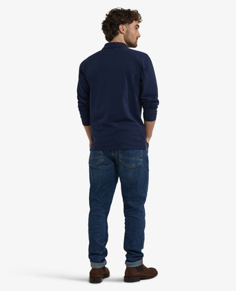 Polo piqué lange mouw | Navy