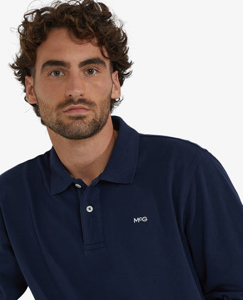 Polo piqué lange mouw | Navy