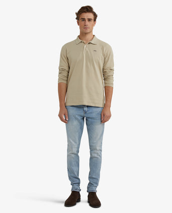 Polo piqué lange mouw | Sand