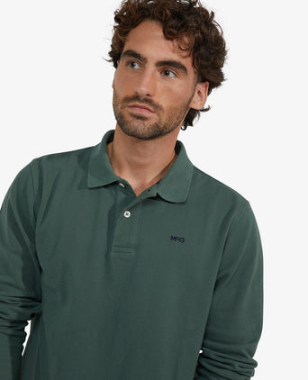 Polo piqué lange mouw | Winter Sage