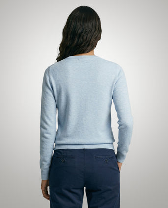 Trui Katoen-Kasjmier V-Hals | Light Blue