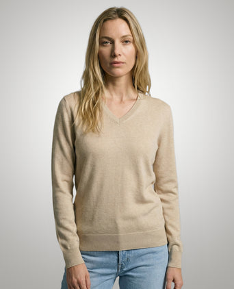 Sweater Cotton-Cashmere V-Neck | Sand