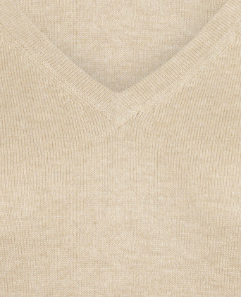 Sweater Cotton Cashmere V-Neck | Sand