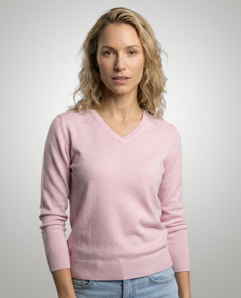 Sweater Cotton-Cashmere V-Neck | Light Pink