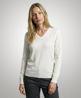 Sweater Cotton-Cashmere V-Neck | Off White Sweater Cotton-Cashmere V-Neck | Off White