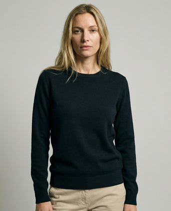 Trui Katoen-Kasjmier Ronde Hals | Navy