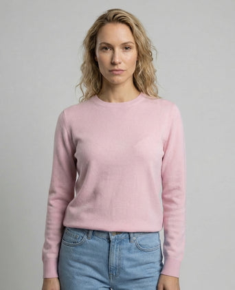 Trui Katoen-Kasjmier Ronde Hals | Light Pink