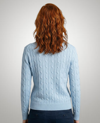 Trui Kabelpatroon Katoen-Kasjmier Ronde Hals | Light Blue