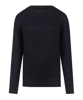 Sweater Cable Knit Cotton-Cashmere Round Neck | Navy Sweater Cable Knit Cotton-Cashmere Round Neck | Navy