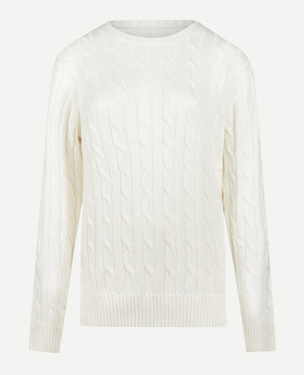 Trui Kabelpatroon Katoen-Kasjmier Ronde Hals | Off White