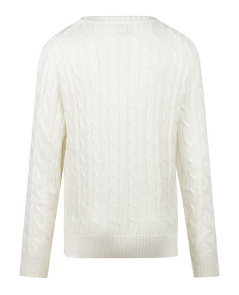 Trui Kabelpatroon Katoen-Kasjmier Ronde Hals | Off White