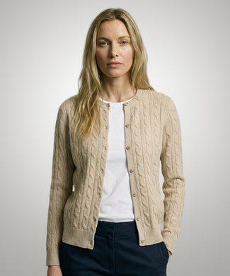 Cardigan Cable Knit Cotton-Cashmere | Sand Cardigan Cable Knit Cotton-Cashmere | Sand