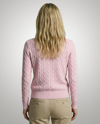Cardigan Cable Knit Cotton-Cashmere | Light Pink