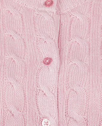 Cardigan Cable Knit Cotton-Cashmere | Light Pink