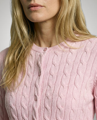 Cardigan Cable Knit Cotton-Cashmere | Light Pink