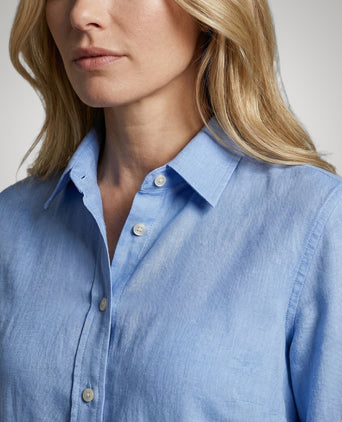 Cotton Linen Blouse | Light Blue