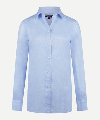 Cotton Linen Blouse | Light Blue Cotton Linen Blouse | Light Blue