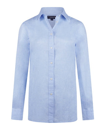 Cotton Linen Blouse | Light Blue