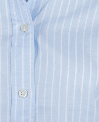 Cotton Linen Stripe Blouse | Light Blue