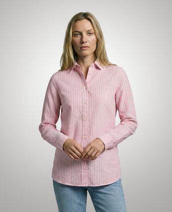 Blouse Katoen Linnen Streep | Light Pink