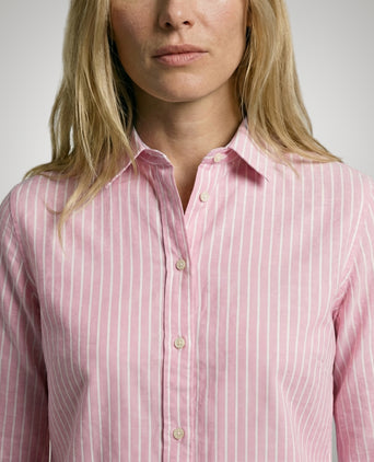 Blouse Katoen Linnen Streep | Light Pink