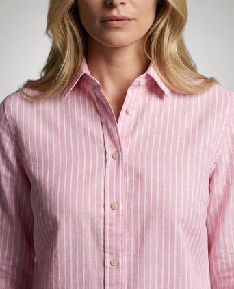 Blouse Katoen Linnen Streep | Light Pink