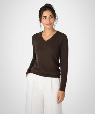 Trui Katoen-Kasjmier V-Hals | Chocolate Brown Trui Katoen-Kasjmier V-Hals | Chocolate Brown