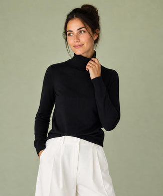 Cotton-Cashmere Turtleneck Sweater | Navy Cotton-Cashmere Turtleneck Sweater | Navy