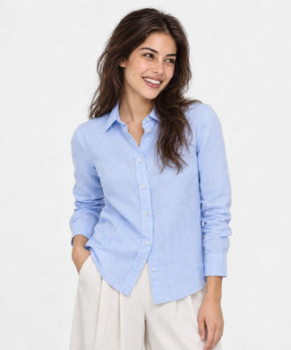 Stretch Piqué Blouse | Light Blue Stretch Piqué Blouse | Light Blue